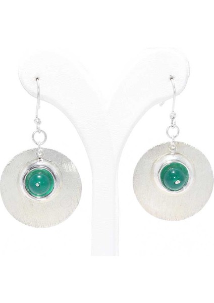 925 Ayar Gümüş Yeşil Akik Taşlı Küpe fiyatları