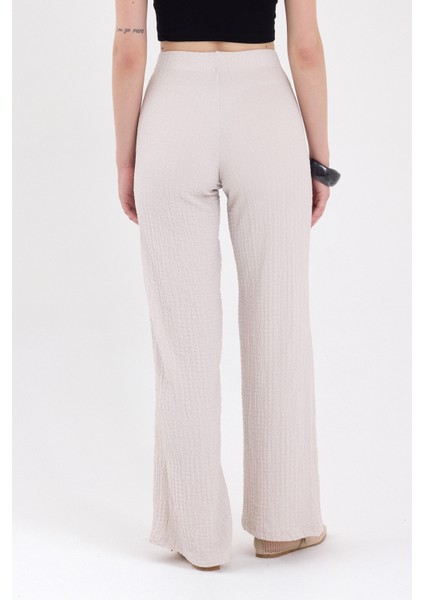 Taş Bol Paça Bel Lastikli Bürümcük Kumaş Pantolon 2466 indirimleri