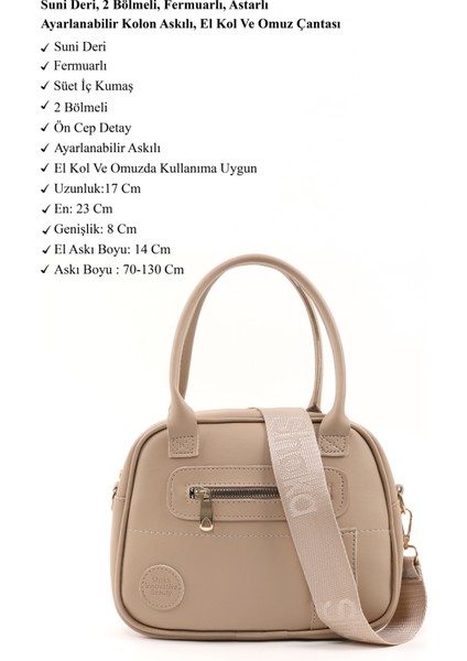 Vizon SHK225 Suni Deri ,fermuarlı Iki Bölmeli ,kolon Askılı El, Kol ve Omuz Çantası modelleri