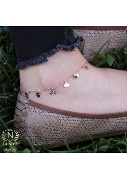925 Ayar Rose Gümüş Göz Model Halhal fiyatları