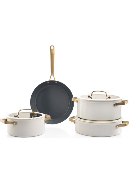 Sapphire Seramik Tencere Seti 7 Parça-Beyaz/gold fiyatları