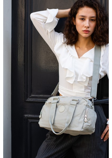 Unisex Krinkıl Kumaş Açık Gri Renkli Omuz ve Çapraz Askılı Çanta indirimleri