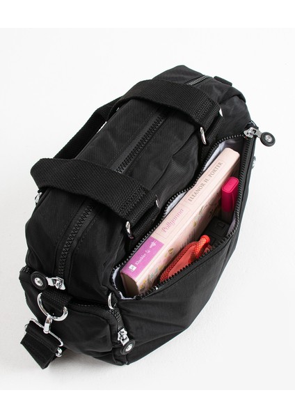 Unisex Krinkıl Kumaş Açık Gri Renkli Omuz ve Çapraz Askılı Çanta