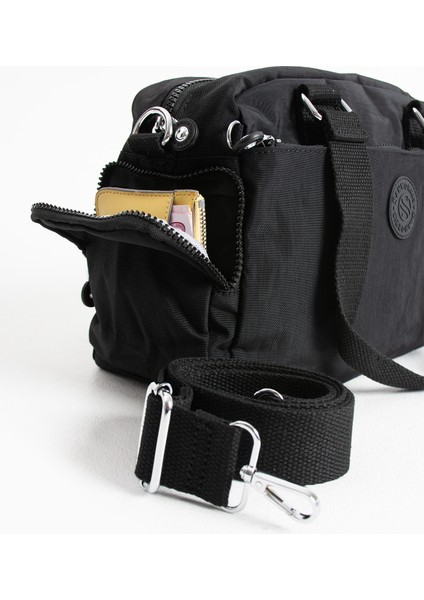 Unisex Krinkıl Kumaş Açık Gri Renkli Omuz ve Çapraz Askılı Çanta