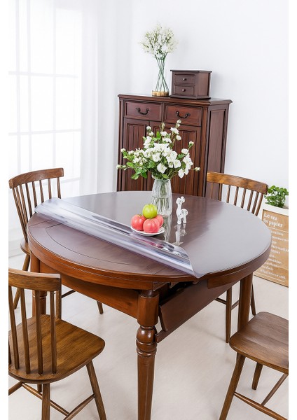 Yuvarlak Şeffaf Silinebilir Masa Örtüsü| 1,3 mm Kalın Pvc Kaymaz Sofra Bezi indirimleri