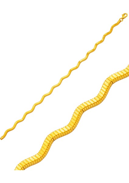 Zikzak Parıltılı Ajda 14 Ayar Altın Bileklik