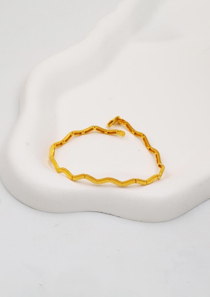 Zikzak Parıltılı Ajda 14 Ayar Altın Bileklik fırsatları