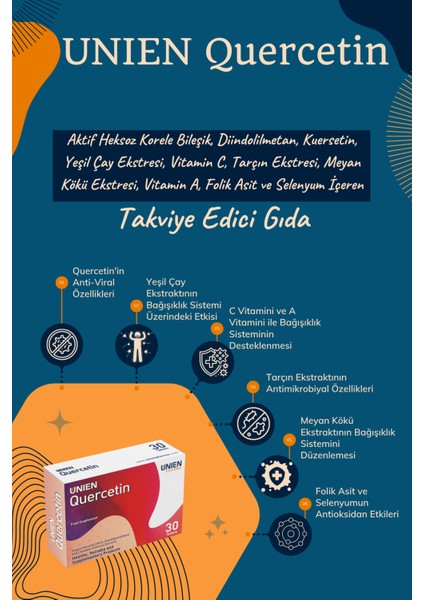 Diindolilmetan, Kuersetin, Folik Asit ve Selenyum İçeren Takviye Edici Gıda. modelleri