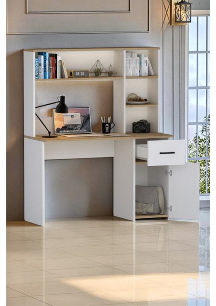 Esse Dolaplı Çekmeceli Kitaplıklı Çalışma Masası Beyaz Çam fiyatları