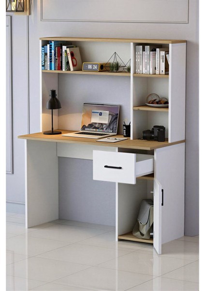 Esse Dolaplı Çekmeceli Kitaplıklı Çalışma Masası Beyaz Çam modelleri