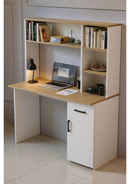 Esse Dolaplı Çekmeceli Kitaplıklı Çalışma Masası Beyaz Çam indirimleri