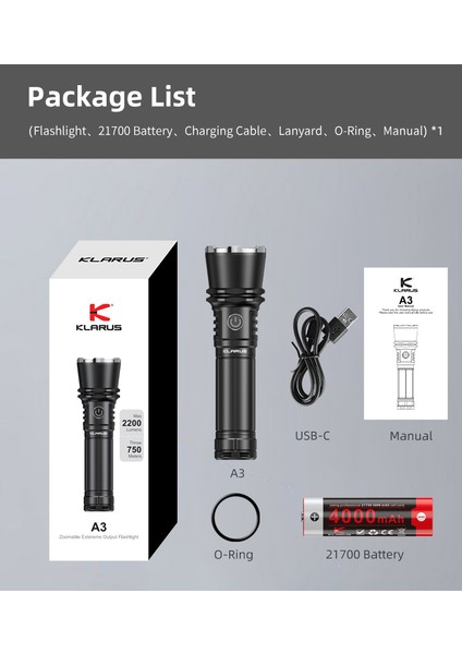 A3 - Zoom Özellikli Taktik El Feneri