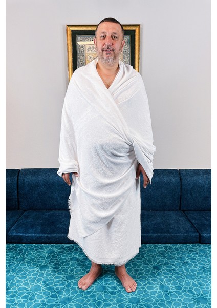 Lüks Bambu Hac Umre Için Erkek Ihram, Yumuşak, Dikişsiz, 1250GR. Kemer Hediyeli Kutulu Set
