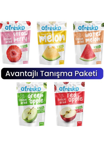 Kuru Meyve Cipsi 5'li Tanışma Paketi - Katkısız & İlave Şekersiz - Dondurularak Kurutulmuş Kuru Meyve