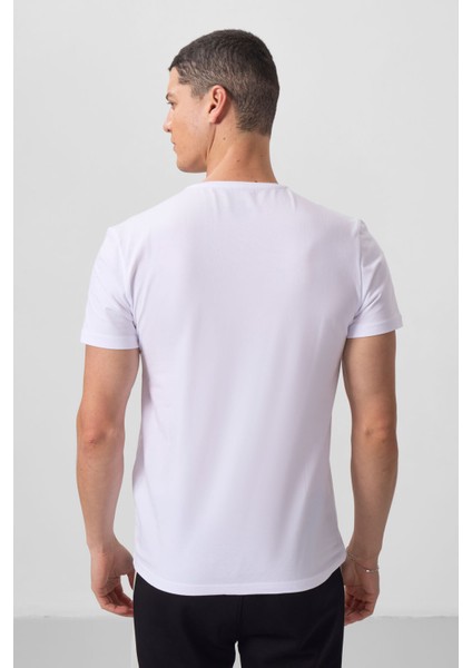 Beyaz Basic Kısa Kol Standart Kalıp V Yaka Erkek T-Shirt - 87912 indirimleri