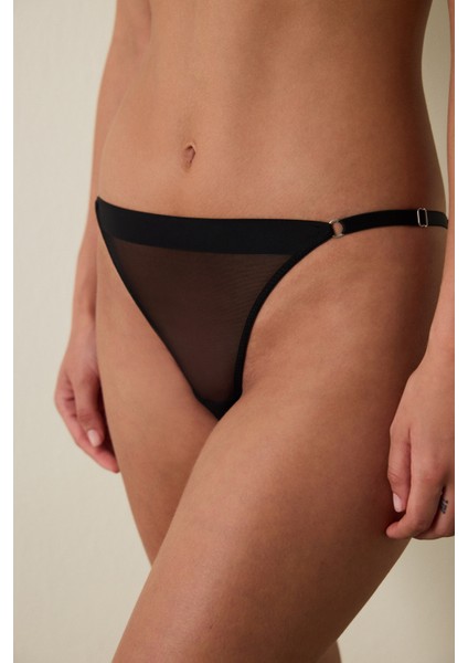 Siyah Düşük Bel File Brazilian Külot