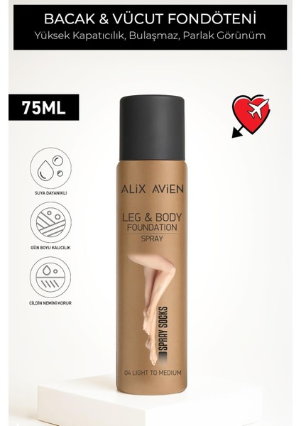 Bacak Fondöteni Light To Medium Bronzlaştırıcı Etki Sprey Çorap - Leg & Body Foundation 75 ml
