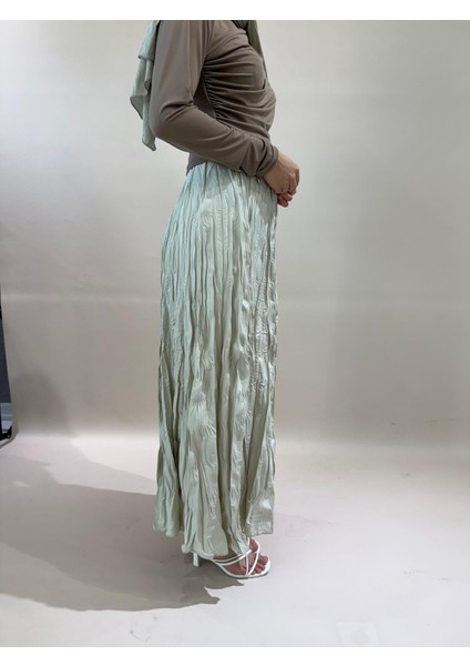 Taş Crush Kırışık Uzun Etek modelleri