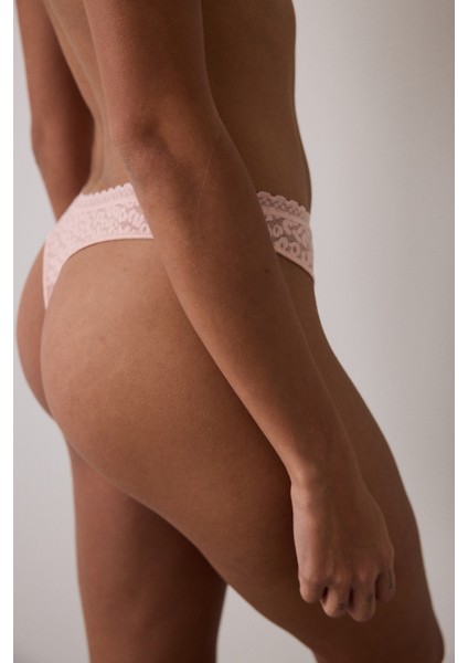 Açık Gül Kurusu Easy Lace V Kesim Düşük Bel Tanga Külot fiyatları