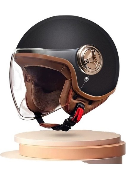 3c Sertifikalı Unisex Açık Yarım Motosiklet Kaskı - Siyah (Yurt Dışından)