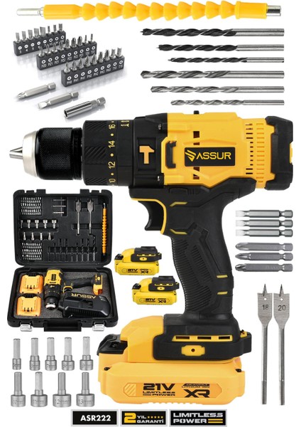 Profesyonel 21V Çift Akülü 13MM Darbeli Şarjlı Matkap Akülü Vidalama