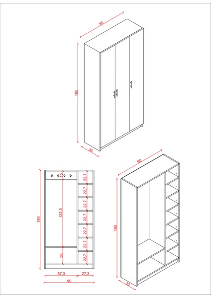 %100 Mdflam Vestiyer & Portmanto V-07 (90CM) indirimleri