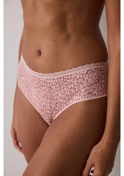Açık Gül Kurusu Easy Lace Düşük Bel Hipster Külot