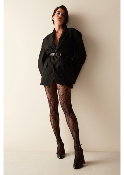 Siyah Çiçekli File Külotlu Çorap fiyatları