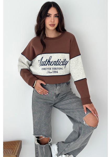 “authenticity” Baskılı Renk Bloklu Sweatshirt – Sokak Ruhunu Yansıt fiyatları