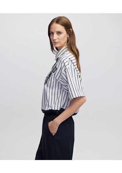 Işlemeli Çizgi Desen Gömlek IW6250025095015 fırsatları