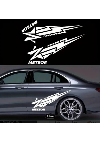 Araç Yan Sticker – Meteor Tasarım Çizgili Kapı Sticker (2’li Set)