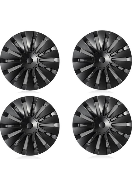 Tesla Model Y Jant Kapağı 19''düz Kenar Tip-Düz Merkez-Mat Siyah-Siyah-Kırmızı (4 Adet)