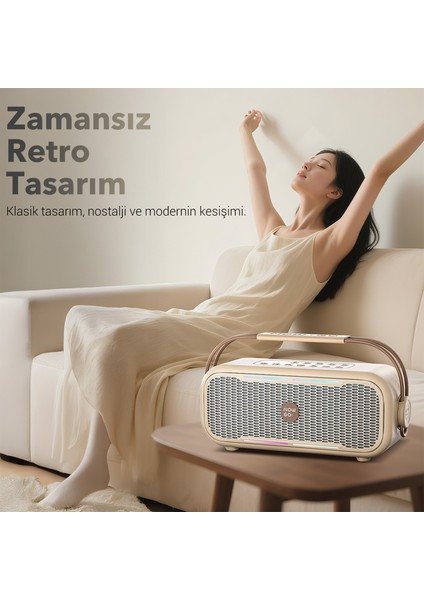 Nowgo C2 60W Bluetooth Hoparlör Rgb Ipx4 Taşınabilir Karaoke Sistemi Bej fırsatları