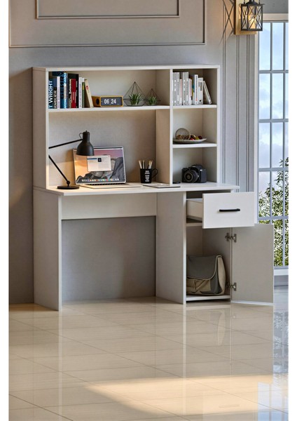 Esse Dolaplı Çekmeceli Kitaplıklı Çalışma Masası Beyaz fiyatları