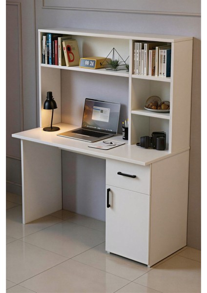 Esse Dolaplı Çekmeceli Kitaplıklı Çalışma Masası Beyaz fırsatları