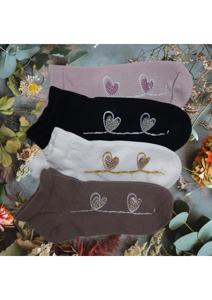 4 Çift Kadın Aksesuarlı Patik Çorap