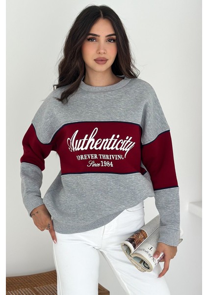 “authenticity” Baskılı Renk Bloklu Sweatshirt – Sokak Ruhunu Yansıt fırsatları