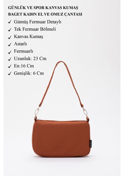 Kiremit U16 Kanvas Kumaş ,Tek Bölmeli ,Fermuarlı ,Astarlı, Baget Model El, Kol Ve Omuz Çantası modelleri