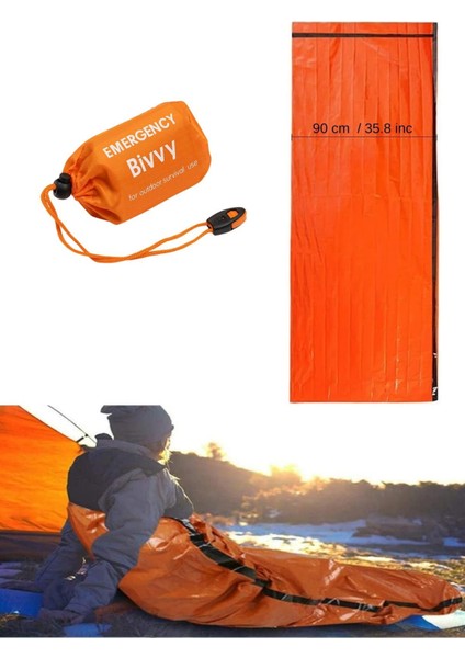 Uyku Tulumu Termal Battaniye Düdük Alarmlı Su Geçirmez Hayatta Kalma Acil Durum