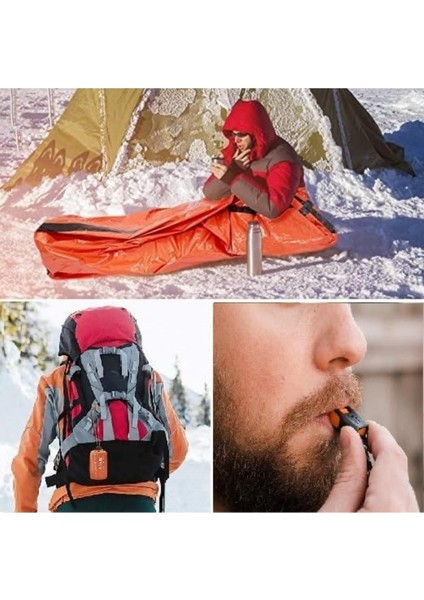 Uyku Tulumu Termal Battaniye Düdük Alarmlı Su Geçirmez Hayatta Kalma Acil Durum modelleri