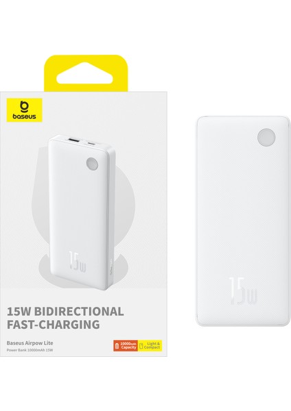 Airpow Lite Power 10.000MAH 15W Powerbank - Beyaz