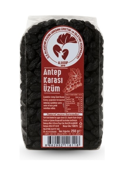 Antep Karası (Çekirdekli) Siyah Kuru Üzüm 250 gr