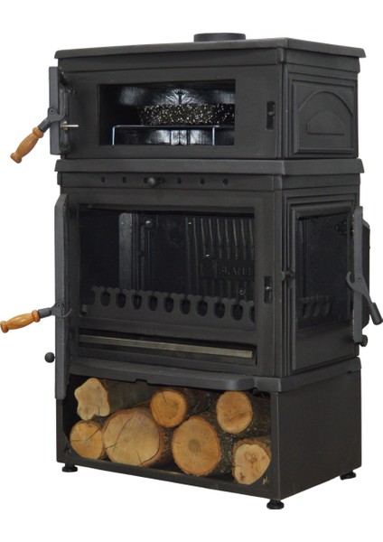 Flamestove FS-44YKST Retro Dik Tek Camlı Kuzineli Yan Kapaklı Odunluklu fiyatları