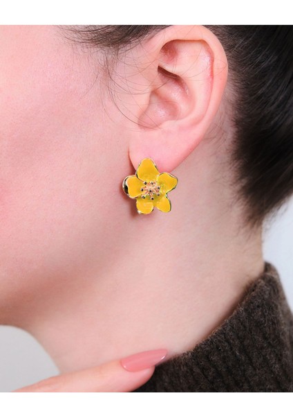 Altın Kaplama Sarı Sakura Çiçeği Küpe fiyatları