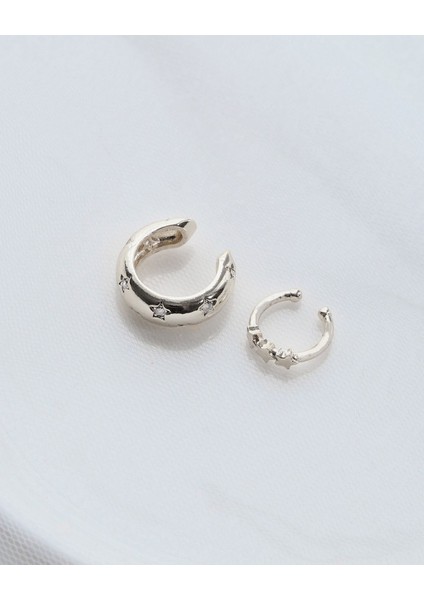 Gümüş Renk 2’li Yıldız Zirkon Taşlı Earcuff Seti fiyatları
