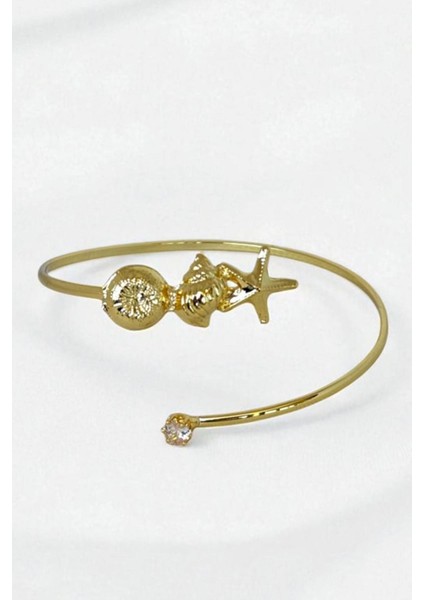 Gold Deniz Kabuğu ve Kalp Pazu Bandı Üst Kol Bilekliği Ayarlanabilir fiyatları