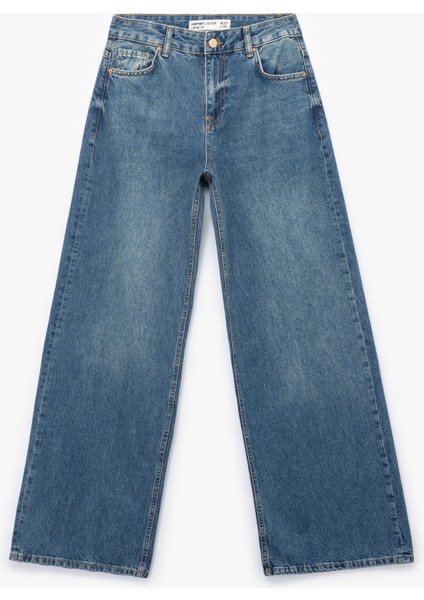 Pamuklu Loose Fit Düz Kalıp Jean Pantolon - Loose Straight Fit Jean