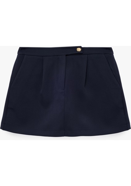 Yan Cepli Mini Şort Etek