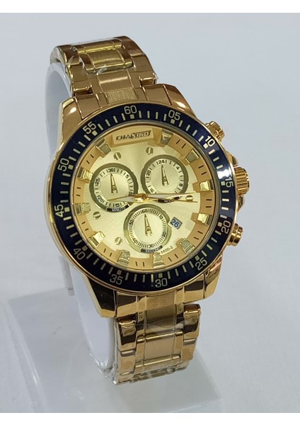 Çelik Kordonlu, Takvim Göstergeli, Altın Sarısı, Su Geçirmez, 2 Yıl Garantili Erkek Kol Saati