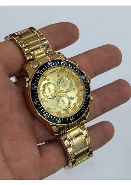 Çelik Kordonlu, Takvim Göstergeli, Altın Sarısı, Su Geçirmez, 2 Yıl Garantili Erkek Kol Saati fiyatları